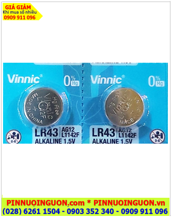 Vinnic LR43, L1142F, AG12 _Pin cúc áo 1.5v alkaline Vinnic LR43, AG12 chính hãng